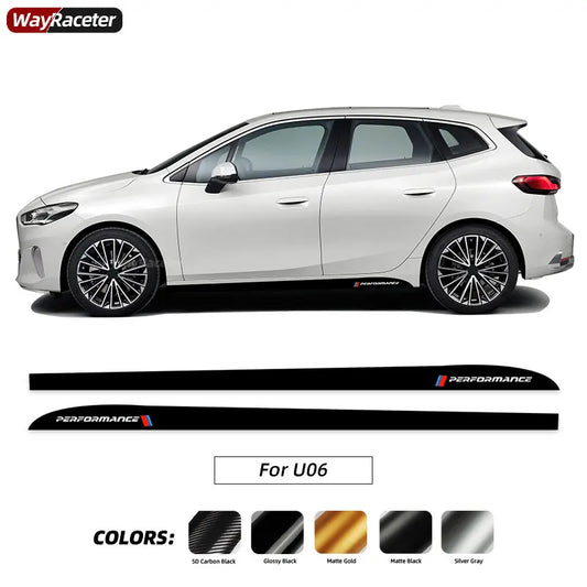 2 Pcs M Performance Decal Carbon Fiber Door Side Stripe Skirt Sticker For BMW 2 Series Active Tourer U06 2022 2023 Accessories